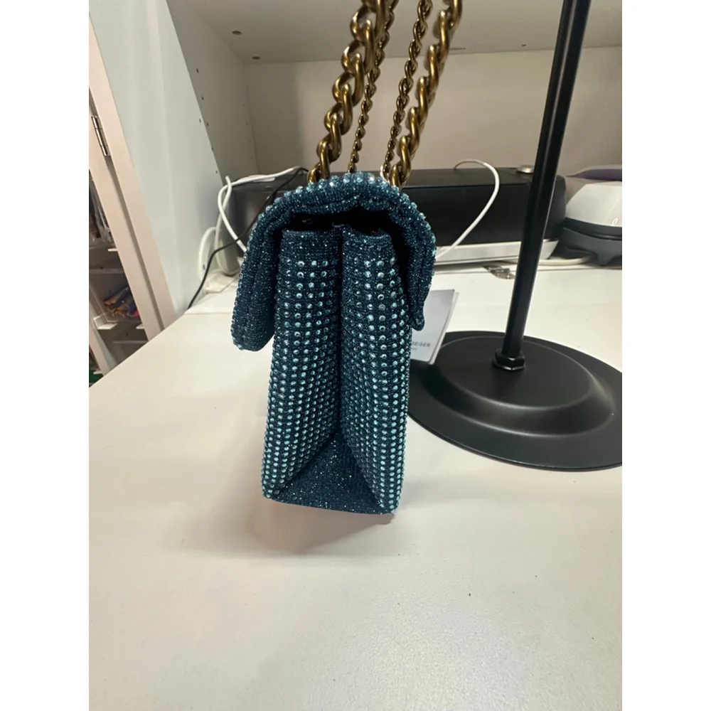 Women's Kurt Geiger Teal Gold Rhinestone Mini Bag One Size - Picture 5 of 12